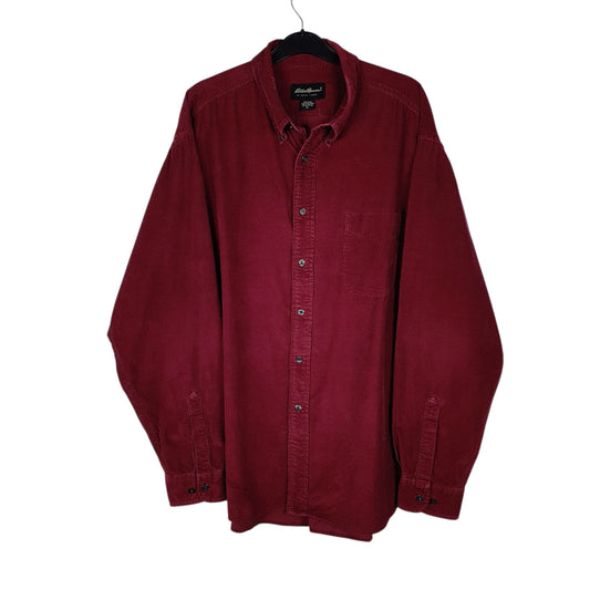 Mens Burgundy Eddie Bauer Corduroy Long Sleeve Shirt