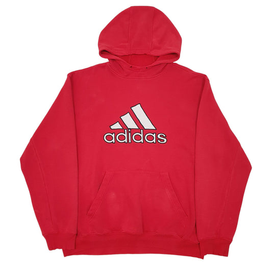 Mens Red Adidas Spellout Hoodie Jumper