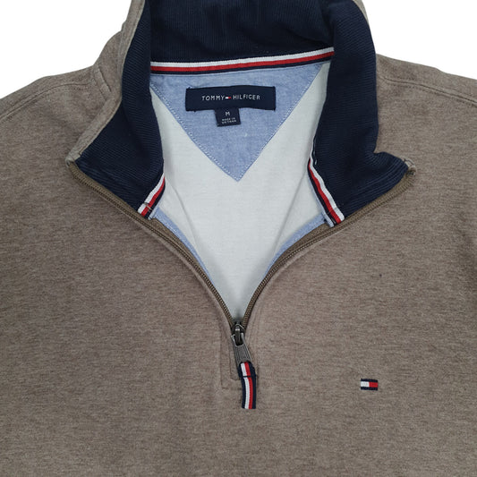 Mens Grey Tommy Hilfiger Quarter Zip Jumper