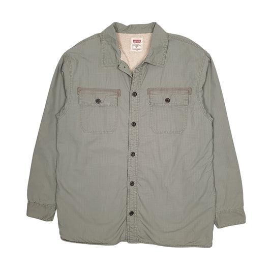 Mens Green Levis Overshirt Sherpa Lined Coat