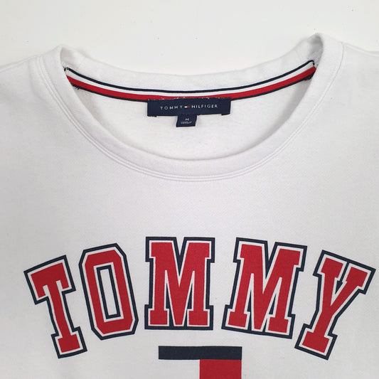 Mens White Tommy Hilfiger Spellout Crewneck Jumper