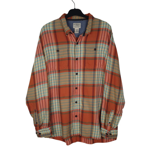 Mens Orange L.L.Bean Long Sleeve Shirt