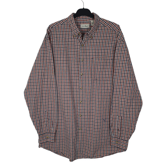 Mens Orange L.L.Bean Vintage 90s Long Sleeve Shirt