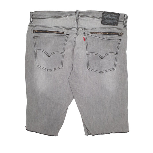 Mens Grey Levis 514 Ripped Shorts