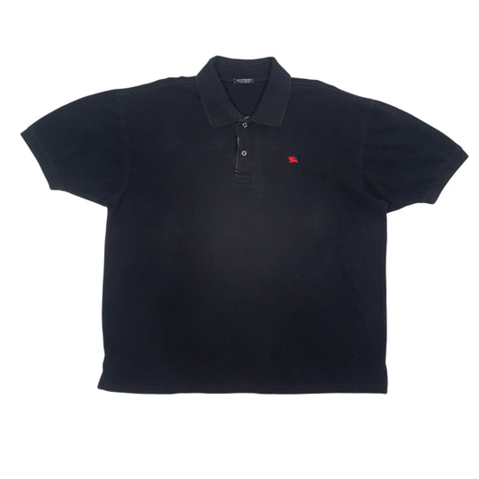 Mens Black Burberry Short Sleeve Polo Shirt