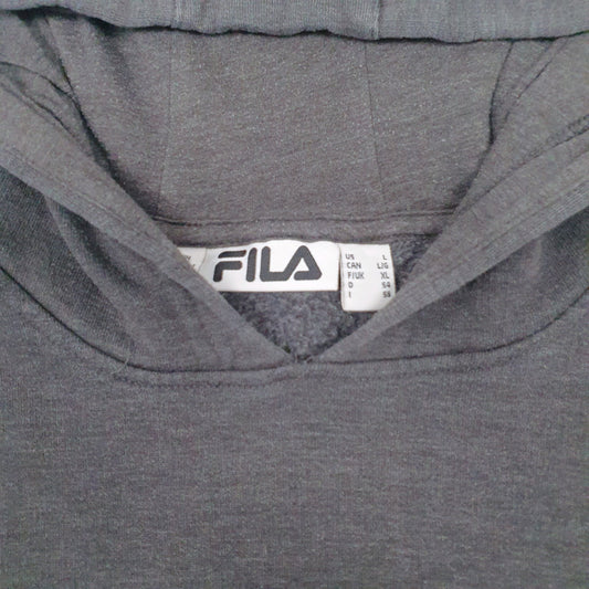 Mens Grey Fila Spellout Hoodie Jumper