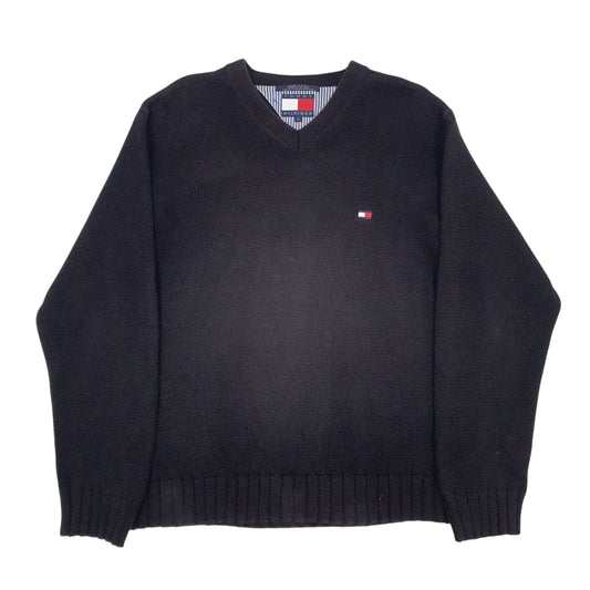 Mens Black Tommy Hilfiger Knitwear V Neck Jumper