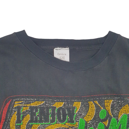 Mens Black Emtex Single Stitch Vintage 90s T Shirt