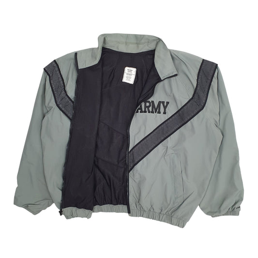 Mens Grey US Army Vintage 90s 1999 IPFU Track Fitness Coat