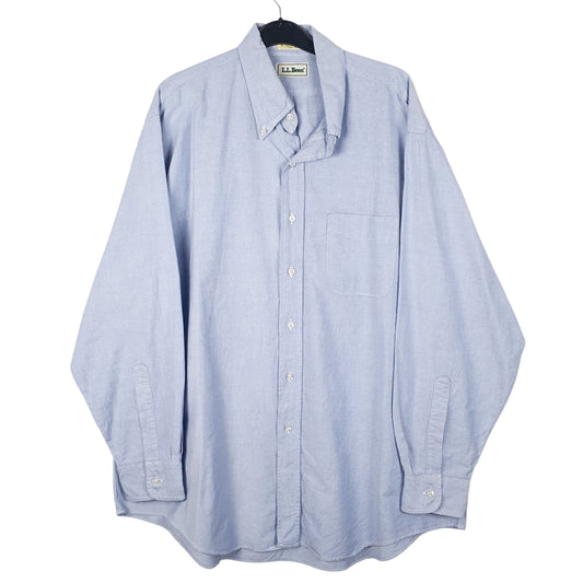 Mens Blue L.L.Bean Vintage 90s Made In USA Long Sleeve Shirt