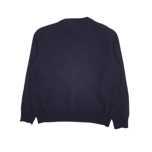 Womens Navy Burberry V Neck Jumper