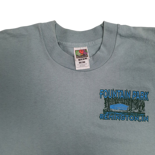 Mens Blue Fruit Of The Loom Single Stitch Vintage 90s Fountain Park Indiana T Shirt