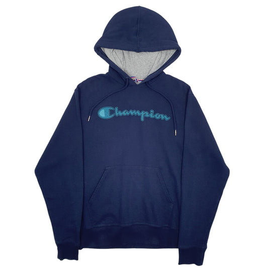 Mens Navy Champion Spellout Hoodie Jumper