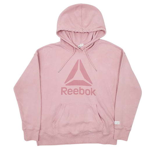 Womens Pink Reebok Spellout Hoodie Jumper