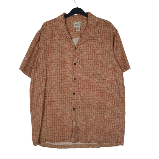 Mens Brown L.L.Bean Paisley Short Sleeve Shirt
