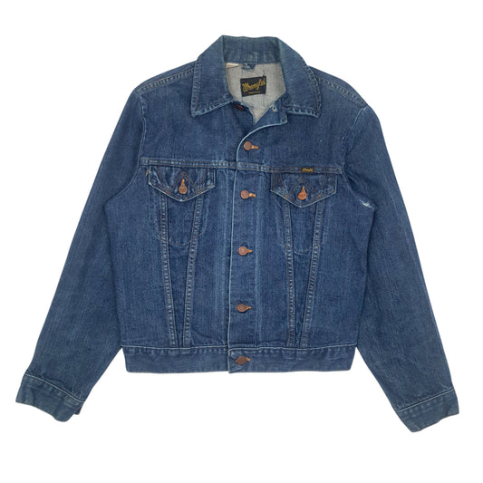 Mens Blue Wrangler Vintage Made In USA Trucker Coat