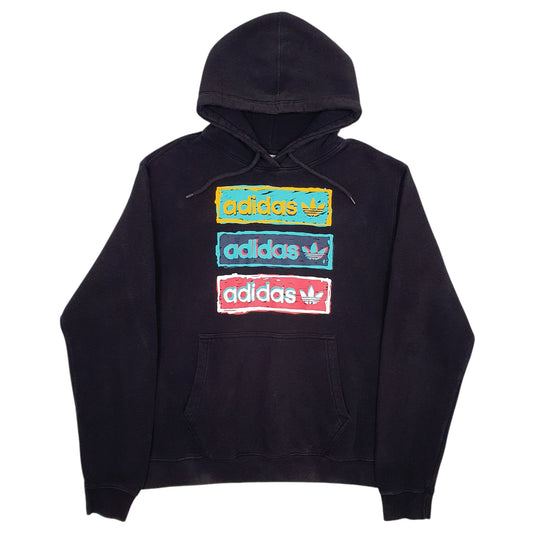 Mens Black Adidas Spellout Hoodie Jumper