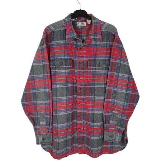 Mens Red L.L.Bean Tall Vintage 90s Chamois Cloth Long Sleeve Shirt