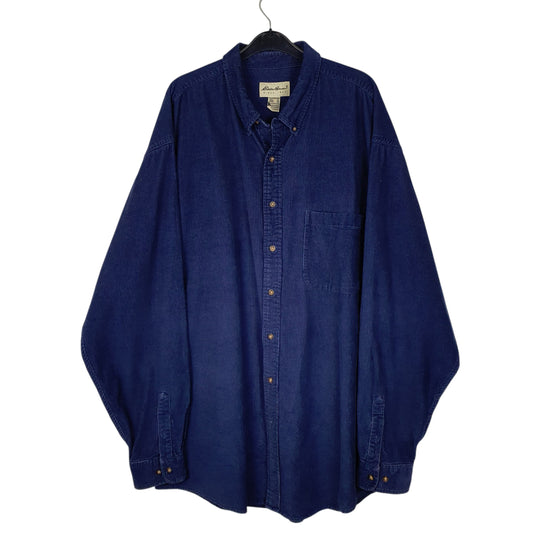 Mens Navy Eddie Bauer Corduroy Vintage 90s Long Sleeve Shirt