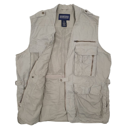 Mens Grey Lands End Fishing Hunting Full Zip Coat