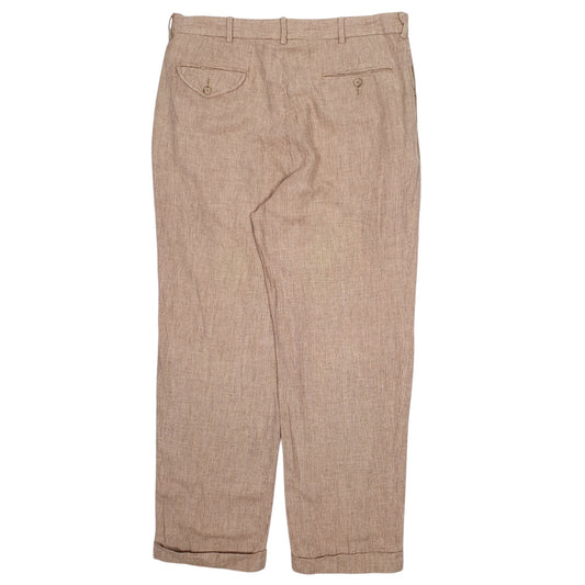 Mens Beige Polo Ralph Lauren Vintage 90s Pleated Houndstooth Trousers