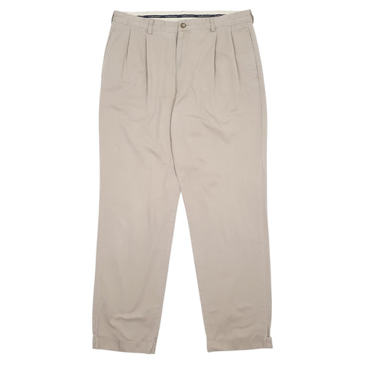 Mens Beige Polo Ralph Lauren Vintage 90s Pleated Chino Trousers