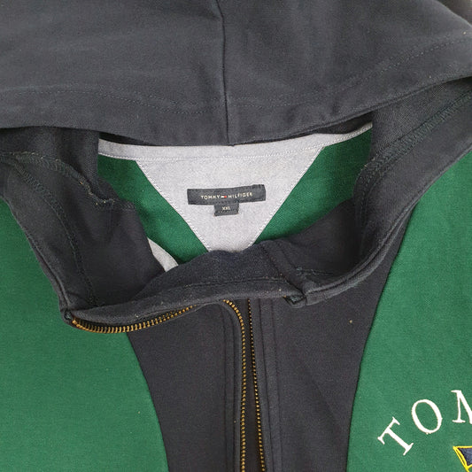 Mens Green Tommy Hilfiger Quarter Zip Hoodie Jumper