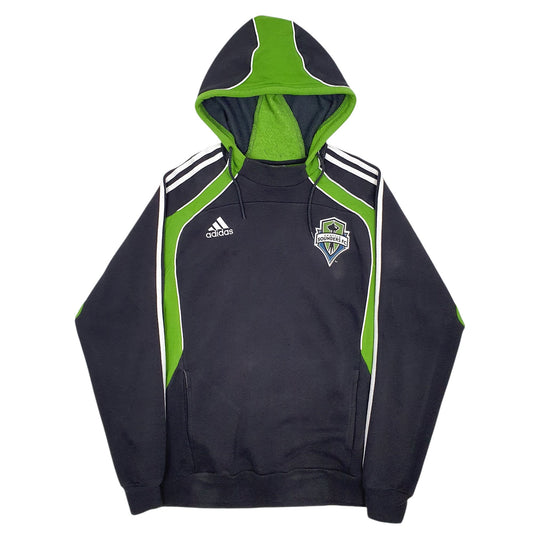 Mens Grey Adidas Seattles Sounders FC Hoodie Jumper
