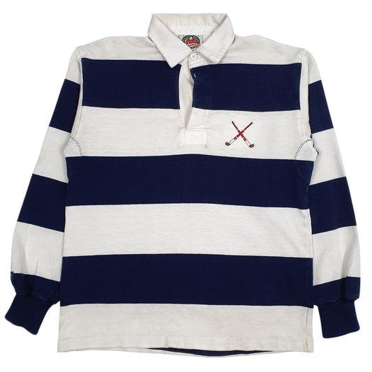 Mens White Barbarian Long Sleeve Polo Shirt