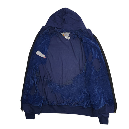 Mens Navy Carhartt Hoodie Vintage 90s Full Zip Jumper