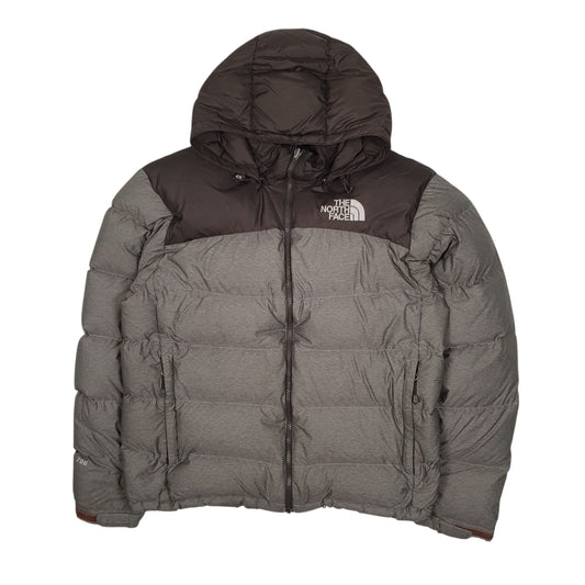 Mens Grey The North Face Nuptse Hooded Coat