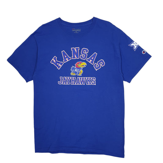 Mens Blue Champion Kansas Jayhawks Short Sleeve T Shirt