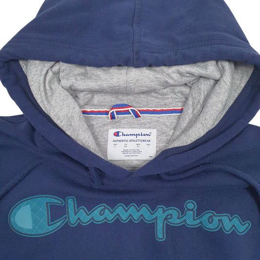 Mens Navy Champion Spellout Hoodie Jumper