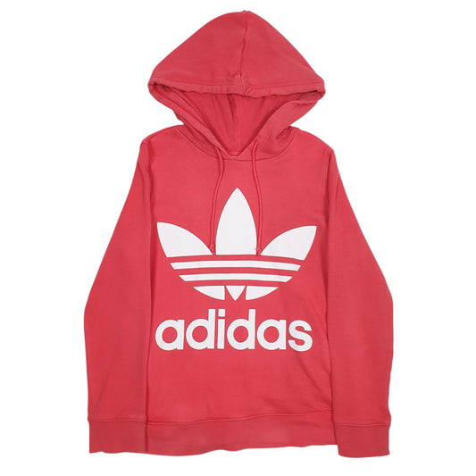 Womens Pink Adidas Spellout Hoodie Jumper