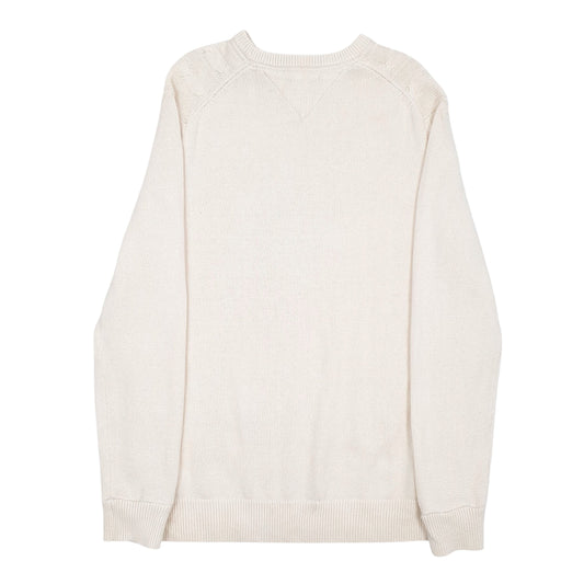 Mens Cream Tommy Hilfiger Cable Knit Crewneck Jumper