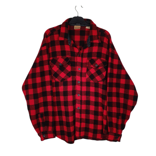 Mens Red Woolrich Thick Shacket Jacket Plaid Long Sleeve Shirt
