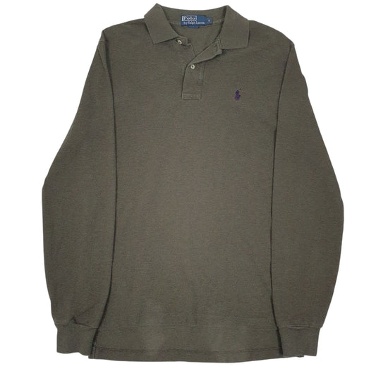 Mens Khaki Polo Ralph Lauren Long Sleeve Polo Shirt