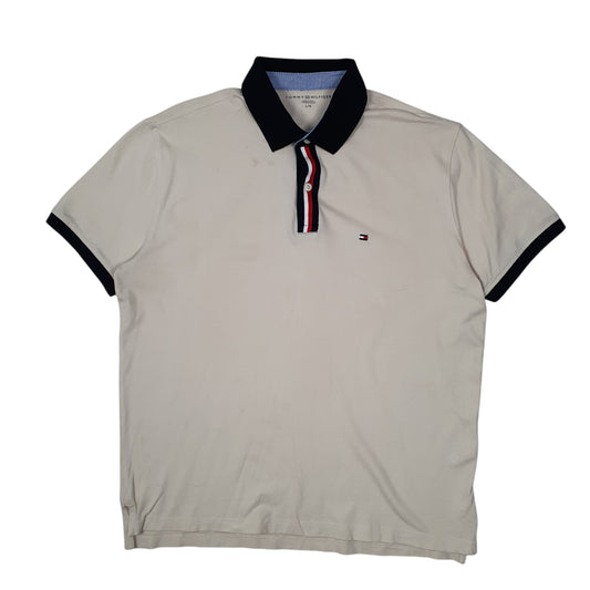 Mens Cream Tommy Hilfiger Short Sleeve Polo Shirt