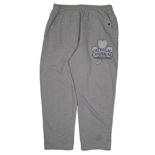 Mens Grey Champion Vintage 00s Reverse Weave Wrestling Jogger Trousers