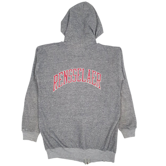 Mens Grey Collegiate Pacific Vintage 90s Made In USA Full Zip Jumper