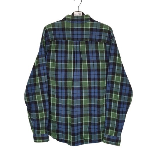 Mens Blue L.L.Bean Scotch Plaid Flannel Shirt