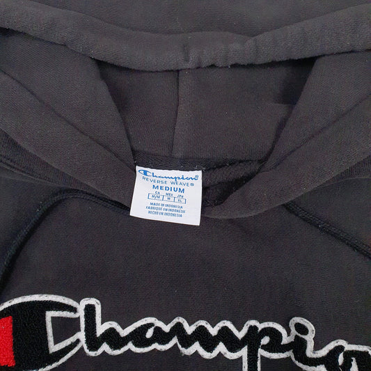 Mens Black Champion Reverse Weave Spellout Hoodie Jumper
