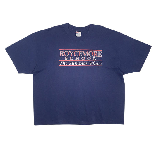 Mens Navy Hanes Single Stitch Vintage 90s Short Sleeve T Shirt