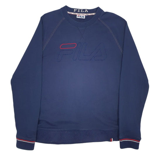 Mens Navy Fila Spellout Crewneck Jumper