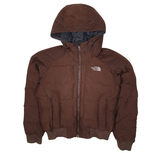 Womens Brown The North Face Hooded Cropped Coat