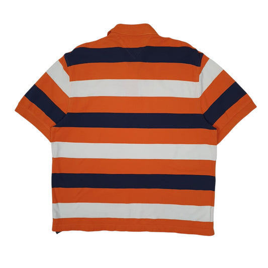 Mens Orange Tommy Hilfiger Hoodie Polo Shirt