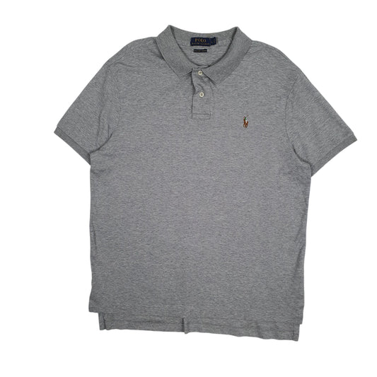 Mens Grey Polo Ralph Lauren Pima Soft Touch Short Sleeve Polo Shirt