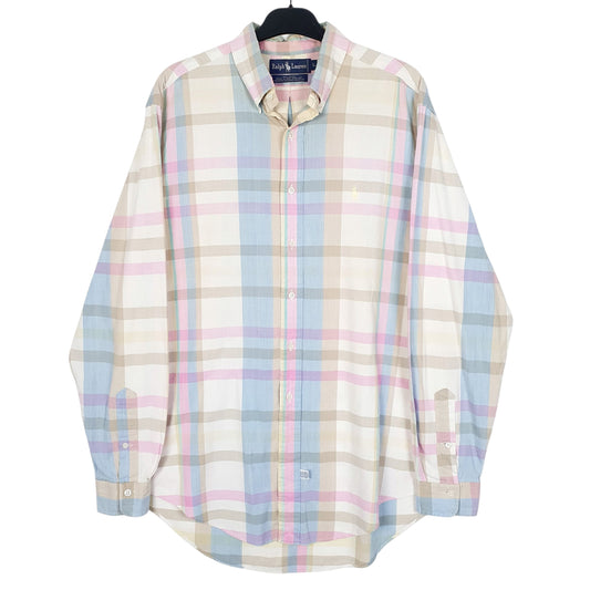 Mens Cream Ralph Lauren Vintage 90s Long Sleeve Shirt