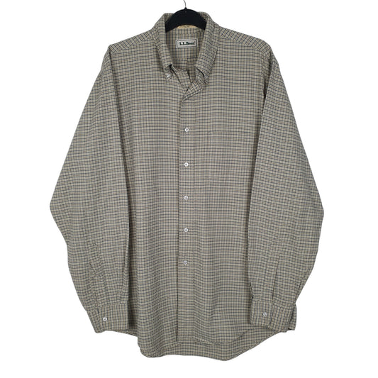 Mens Grey L.L.Bean Vintage 90s Made In USA Long Sleeve Shirt