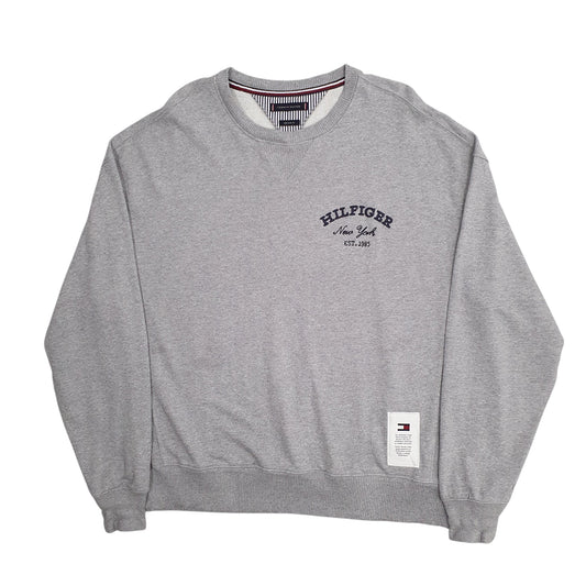 Mens Grey Tommy Hilfiger Spellout Crewneck Jumper